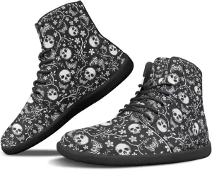 Howilath Gothic Skull Print High Top Sneakers for Men Wide Toe Barefoot Shoes Running Shoe with Anti-Skid Sole