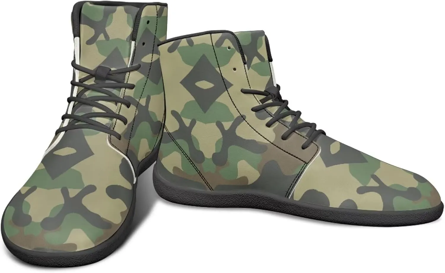 Howilath Gothic Skull Print High Top Sneakers for Men Wide Toe Barefoot Shoes Running Shoe with Anti-Skid Sole