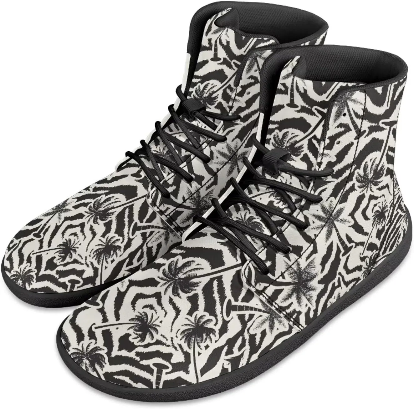 Howilath High Top Sneakers for Men Minimalist Barefoot Shoes Wide Toe Running Shoes with Anti-Skid Sole