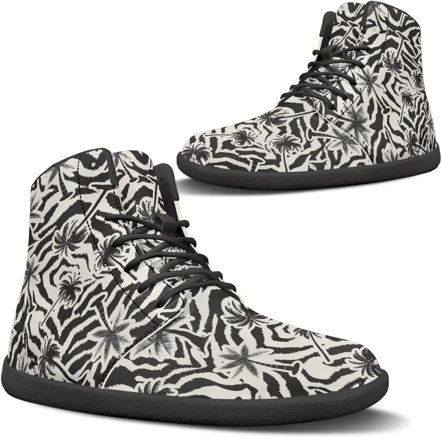 Howilath High Top Sneakers for Men Minimalist Barefoot Shoes Wide Toe Running Shoes with Anti-Skid Sole