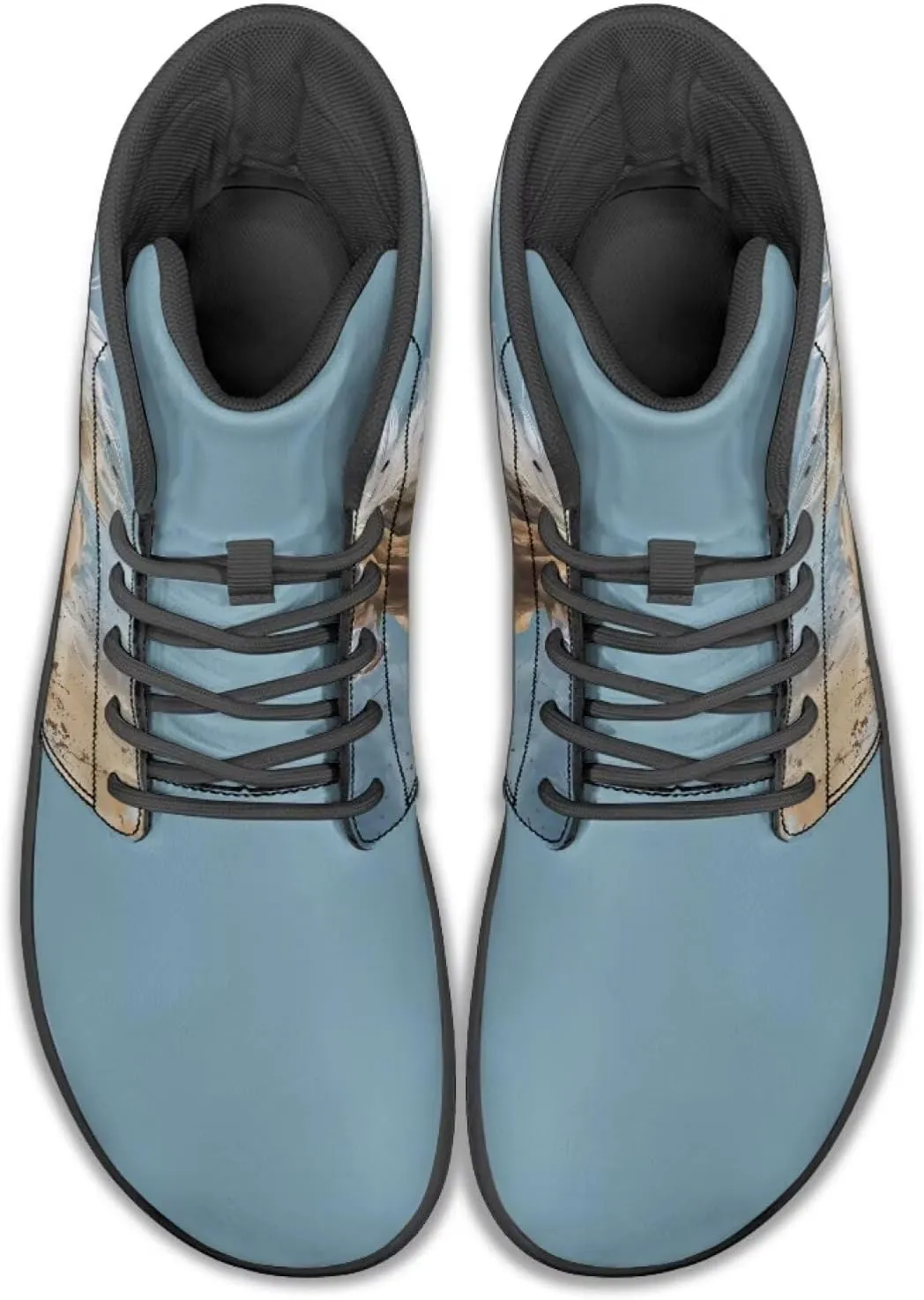 Howilath Horse Print High Top Sneakers for Men Wide Toe Barefoot Shoes Zero Drop Running Cross Training Shoe