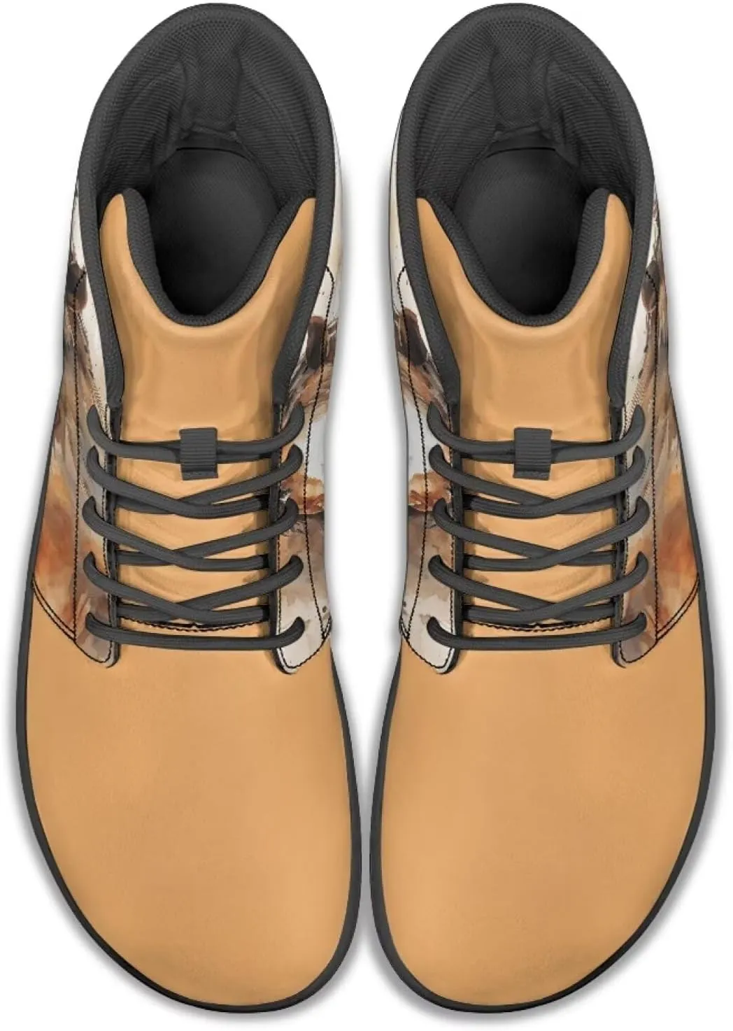 Howilath Horse Print High Top Sneakers for Men Wide Toe Barefoot Shoes Zero Drop Running Cross Training Shoe