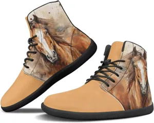 Howilath Horse Print High Top Sneakers for Men Wide Toe Barefoot Shoes Zero Drop Running Cross Training Shoe
