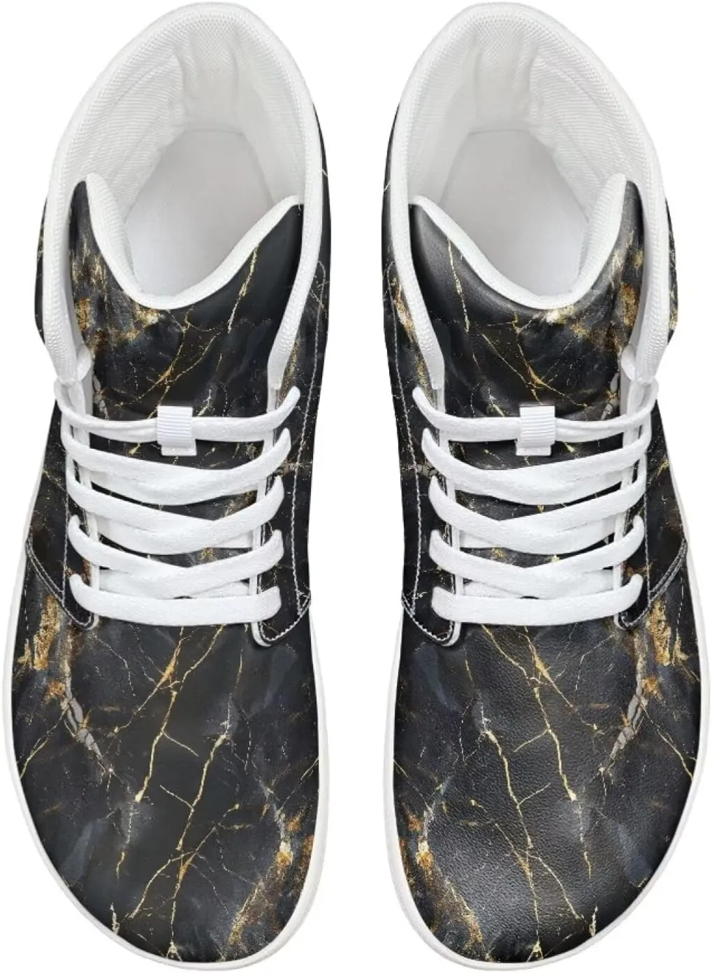 Howilath Marble Print High Top Shoes for Men Women, Anti-Skid Barefoot Sneakers Wide Toe Walking Shoes
