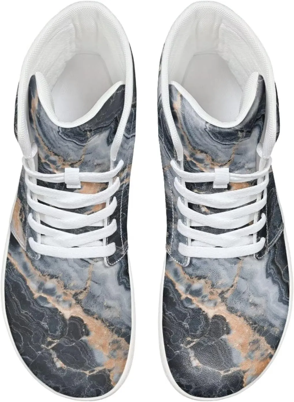 Howilath Marble Print High Top Shoes for Men Women, Anti-Skid Barefoot Sneakers Wide Toe Walking Shoes