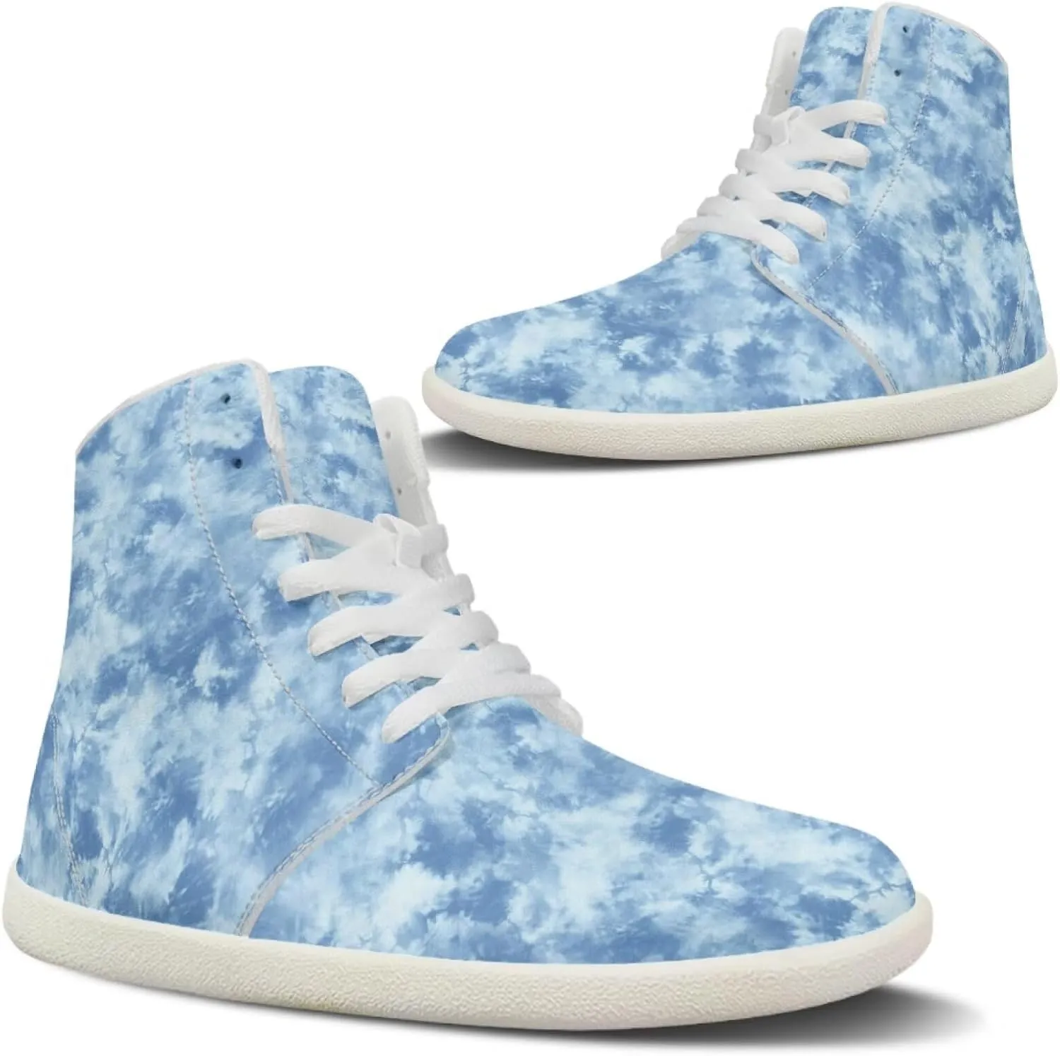Howilath Marble Print High Top Shoes for Men Women, Anti-Skid Barefoot Sneakers Wide Toe Walking Shoes