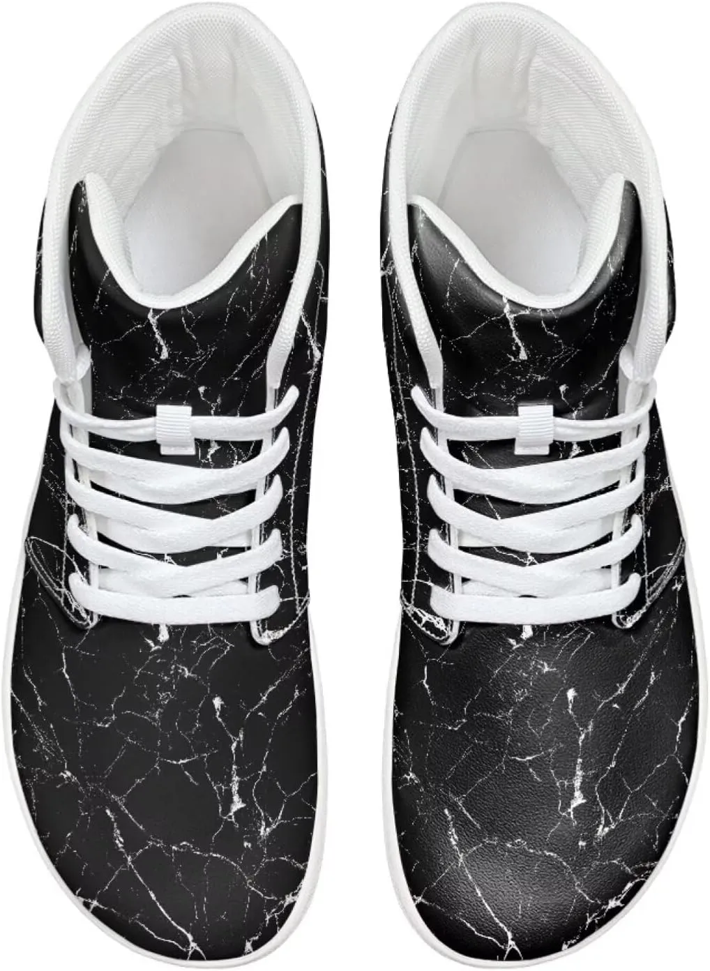 Howilath Marble Print High Top Shoes for Men Women, Anti-Skid Barefoot Sneakers Wide Toe Walking Shoes