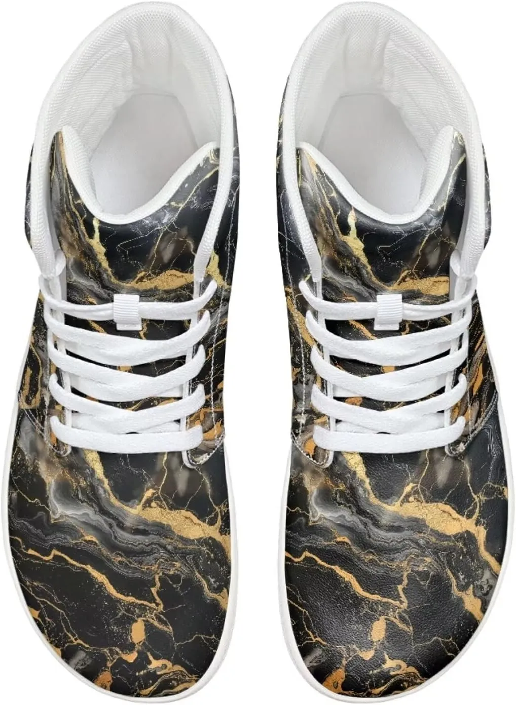 Howilath Marble Print High Top Shoes for Men Women, Anti-Skid Barefoot Sneakers Wide Toe Walking Shoes