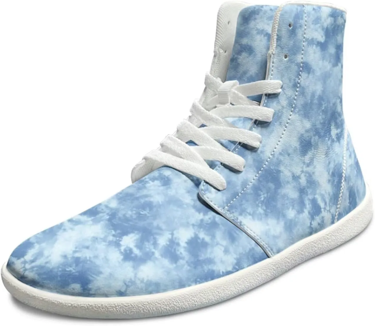 Howilath Marble Print High Top Shoes for Men Women, Anti-Skid Barefoot Sneakers Wide Toe Walking Shoes