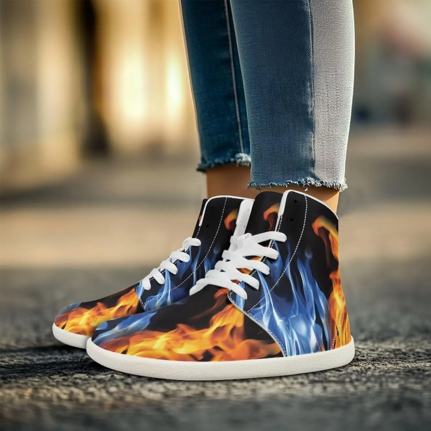 Howilath Marble Print High Top Shoes for Men Women, Anti-Skid Barefoot Sneakers Wide Toe Walking Shoes