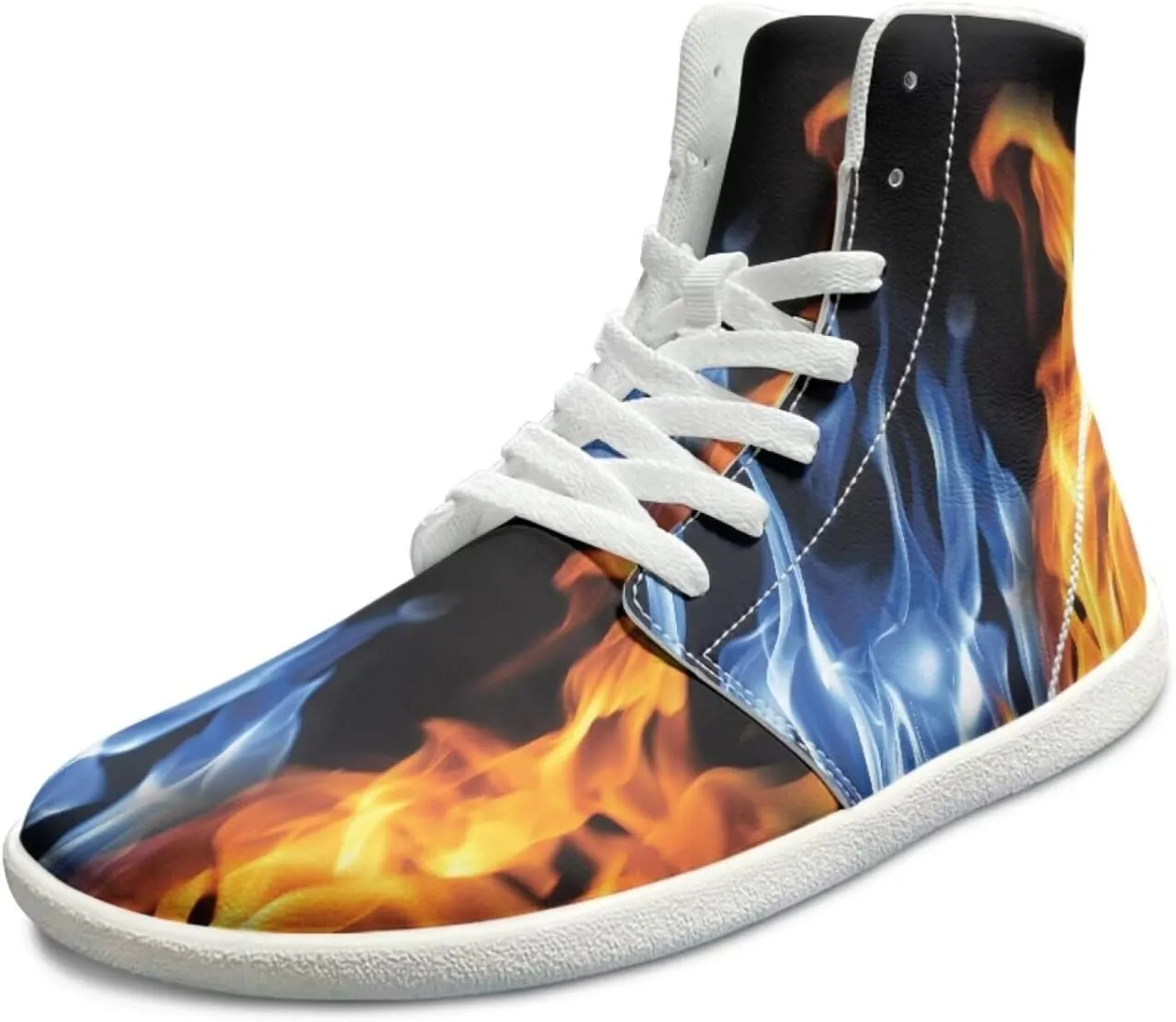 Howilath Marble Print High Top Shoes for Men Women, Anti-Skid Barefoot Sneakers Wide Toe Walking Shoes