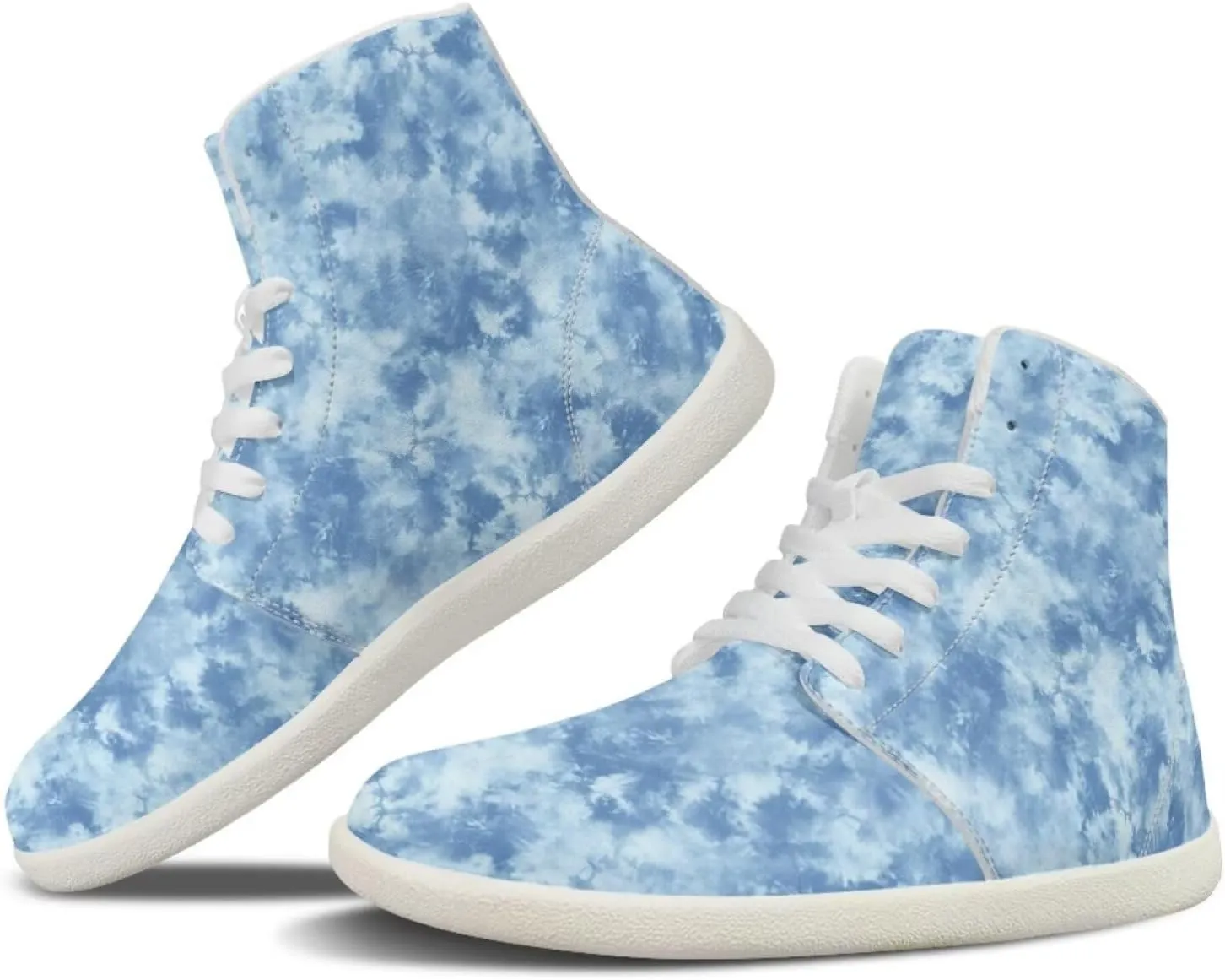 Howilath Marble Print High Top Shoes for Men Women, Anti-Skid Barefoot Sneakers Wide Toe Walking Shoes