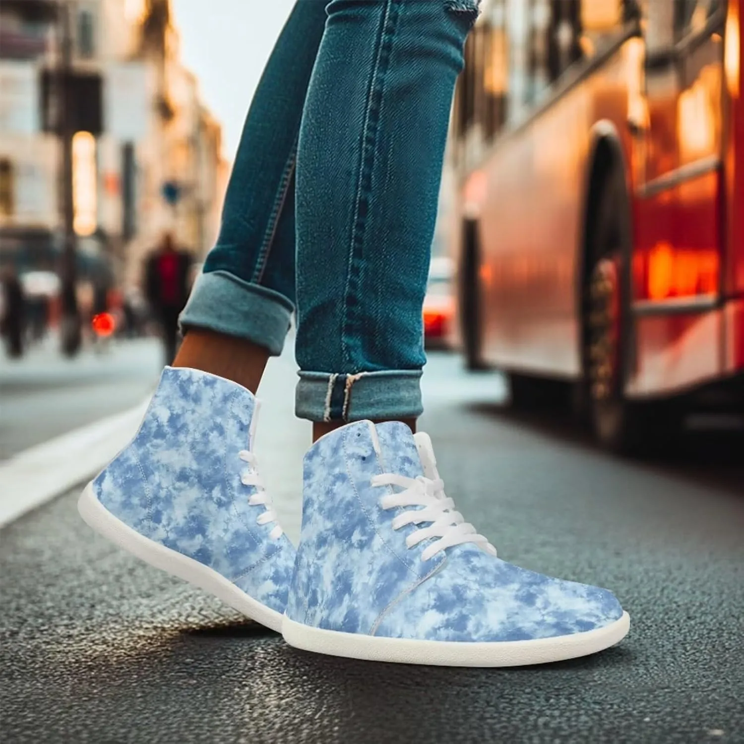 Howilath Marble Print High Top Shoes for Men Women, Anti-Skid Barefoot Sneakers Wide Toe Walking Shoes