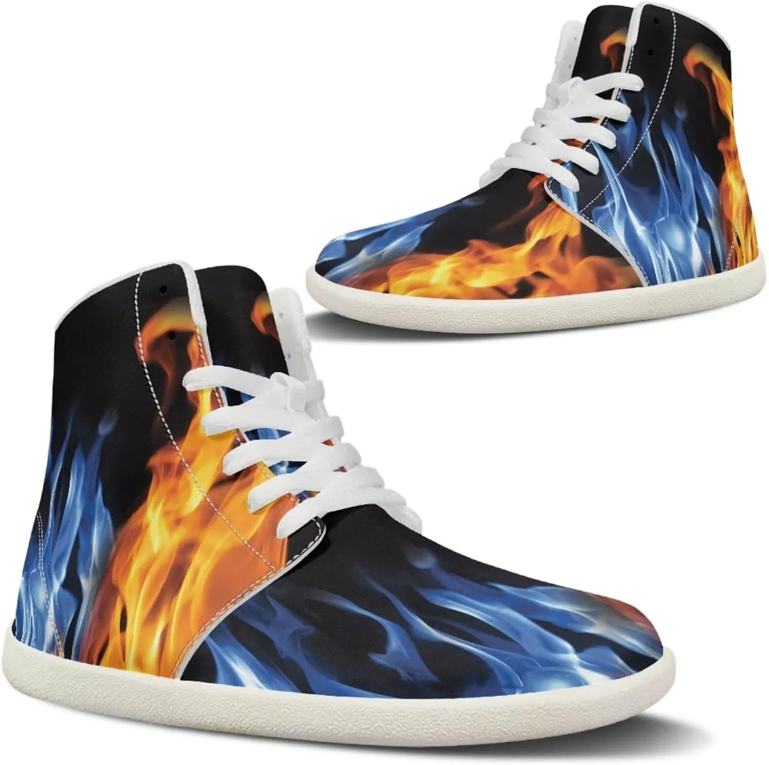 Howilath Marble Print High Top Shoes for Men Women, Anti-Skid Barefoot Sneakers Wide Toe Walking Shoes