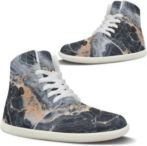 Howilath Marble Print High Top Shoes for Men Women, Anti-Skid Barefoot Sneakers Wide Toe Walking Shoes