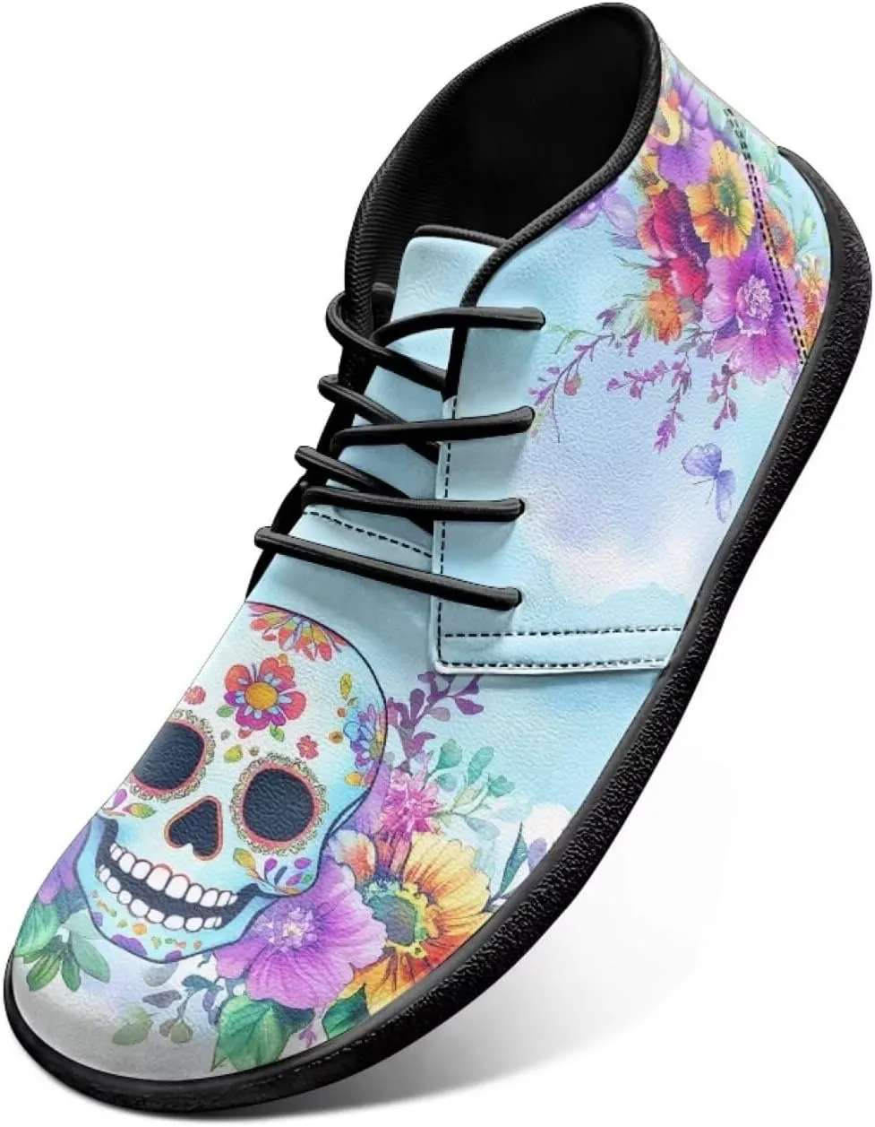 Howilath Skull Print Barefoot Shoes Men Wide Toe Box Low Zero Drop Sneaker Anti-Skid Low Top Minimalist Shoes