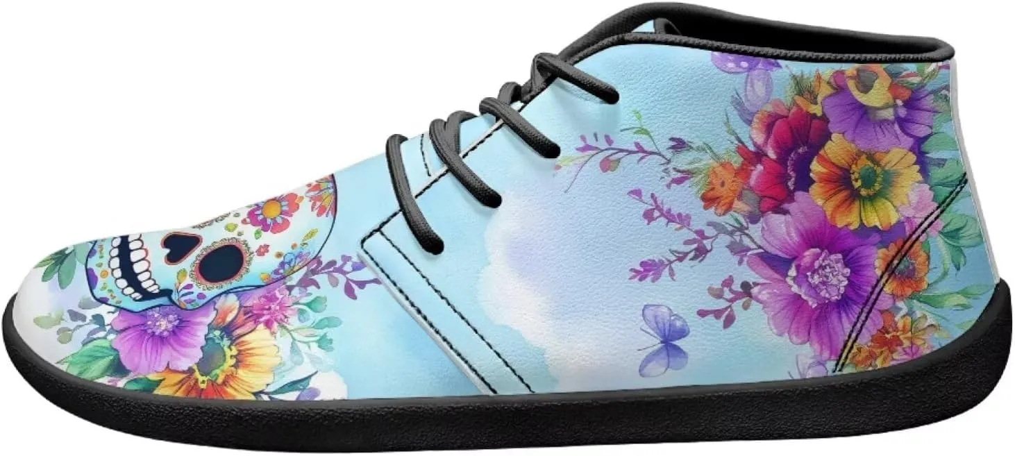 Howilath Skull Print Barefoot Shoes Men Wide Toe Box Low Zero Drop Sneaker Anti-Skid Low Top Minimalist Shoes