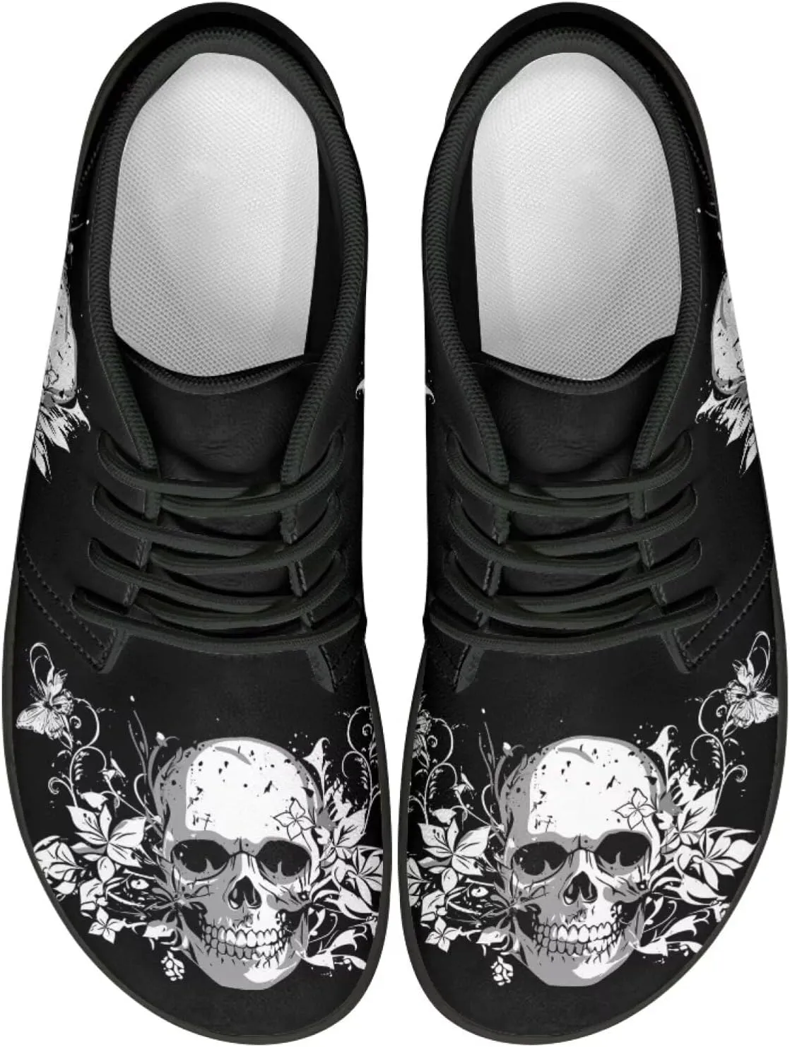 Howilath Skull Print Barefoot Shoes Men Wide Toe Box Low Zero Drop Sneaker Anti-Skid Low Top Minimalist Shoes