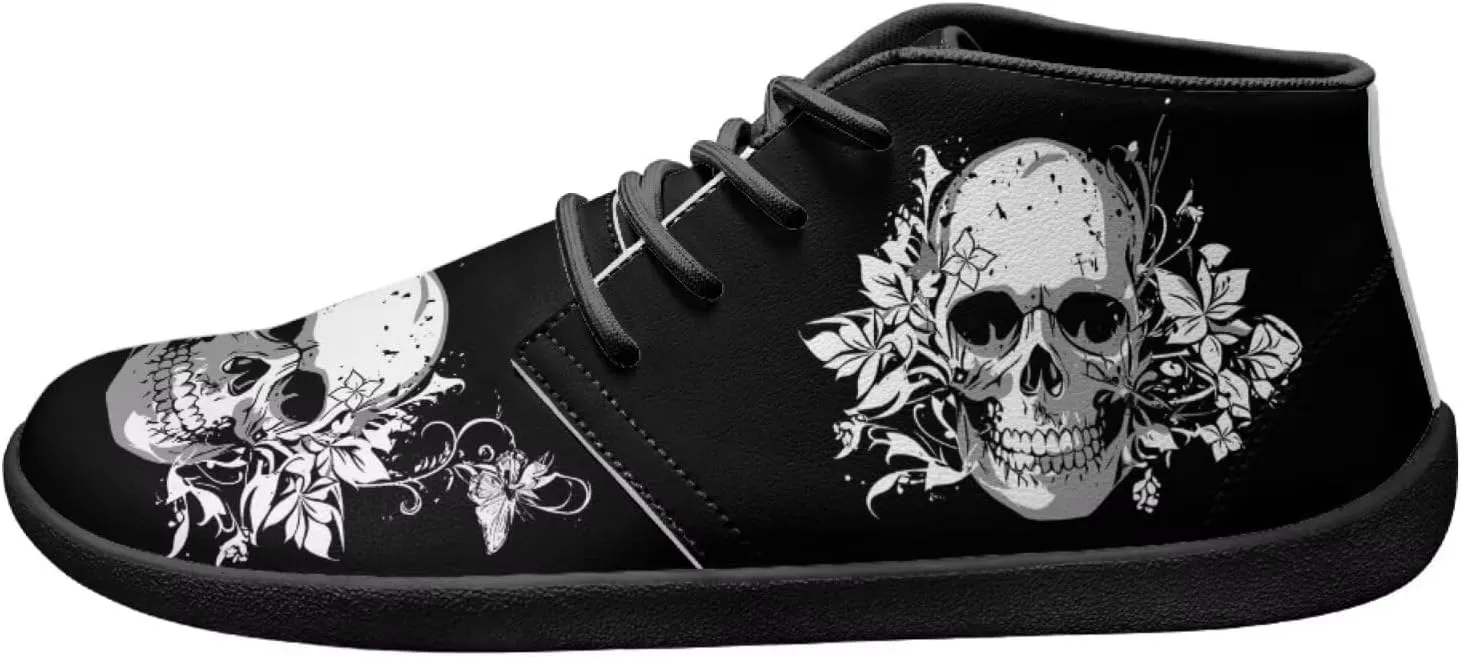 Howilath Skull Print Barefoot Shoes Men Wide Toe Box Low Zero Drop Sneaker Anti-Skid Low Top Minimalist Shoes