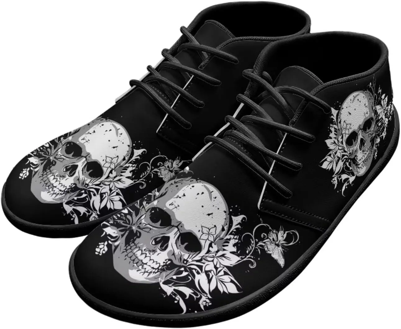 Howilath Skull Print Barefoot Shoes Men Wide Toe Box Low Zero Drop Sneaker Anti-Skid Low Top Minimalist Shoes