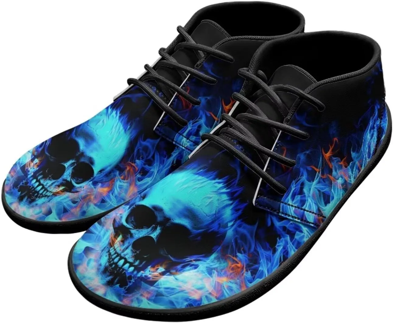 Howilath Skull Print Barefoot Shoes Men Wide Toe Box Low Zero Drop Sneaker Anti-Skid Low Top Minimalist Shoes