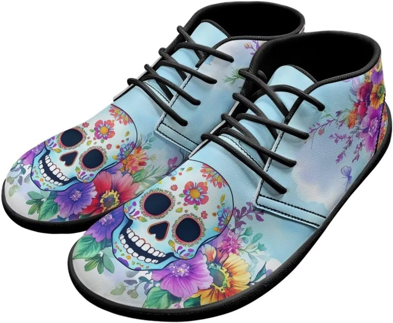 Howilath Skull Print Barefoot Shoes Men Wide Toe Box Low Zero Drop Sneaker Anti-Skid Low Top Minimalist Shoes