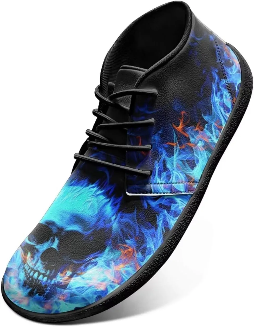 Howilath Skull Print Barefoot Shoes Men Wide Toe Box Low Zero Drop Sneaker Anti-Skid Low Top Minimalist Shoes