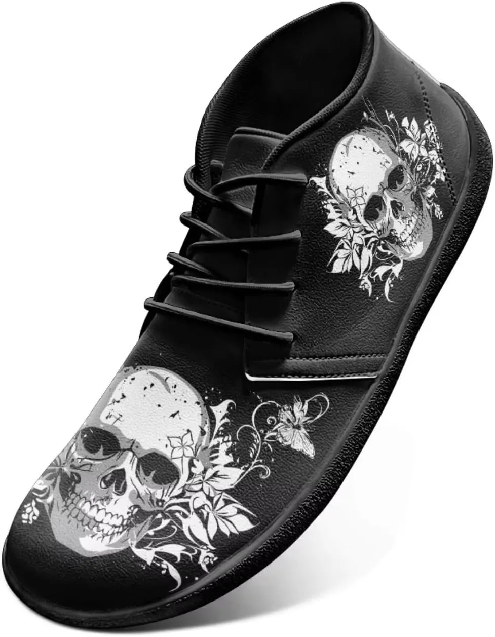 Howilath Skull Print Barefoot Shoes Men Wide Toe Box Low Zero Drop Sneaker Anti-Skid Low Top Minimalist Shoes