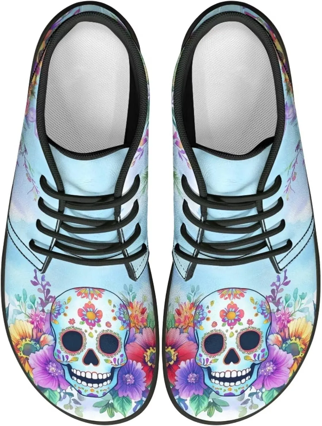 Howilath Skull Print Barefoot Shoes Men Wide Toe Box Low Zero Drop Sneaker Anti-Skid Low Top Minimalist Shoes