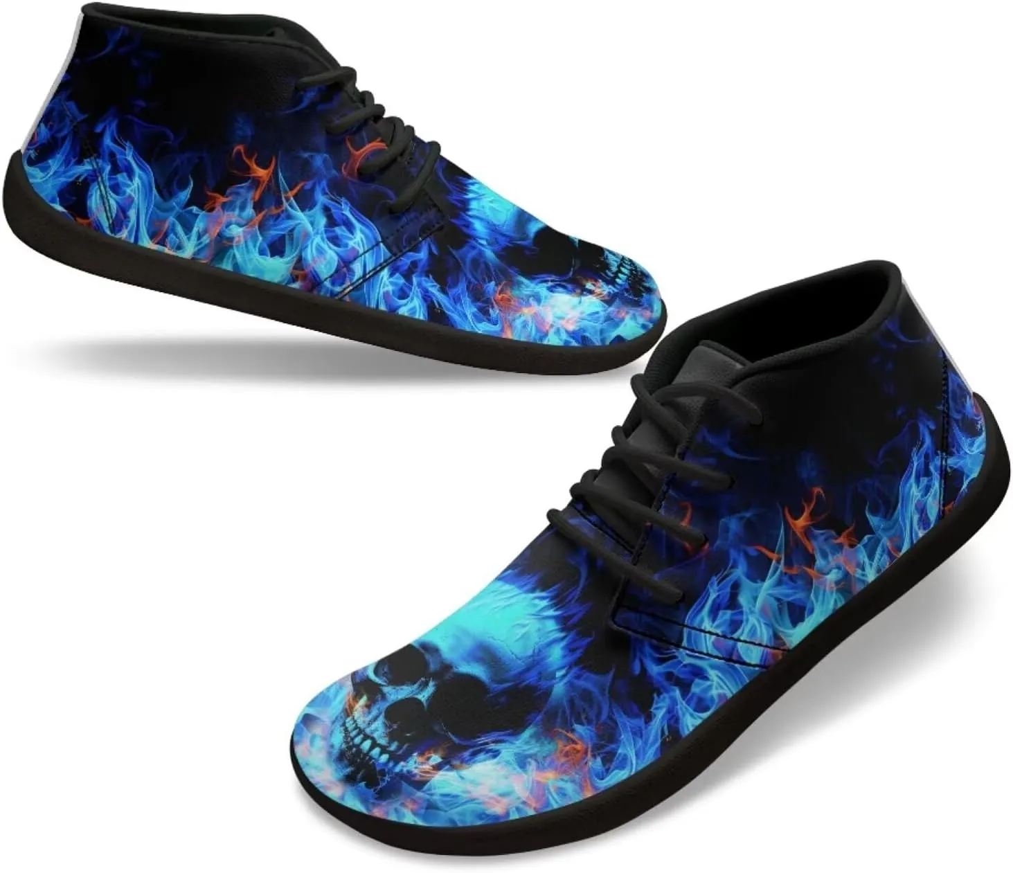 Howilath Skull Print Barefoot Shoes Men Wide Toe Box Low Zero Drop Sneaker Anti-Skid Low Top Minimalist Shoes