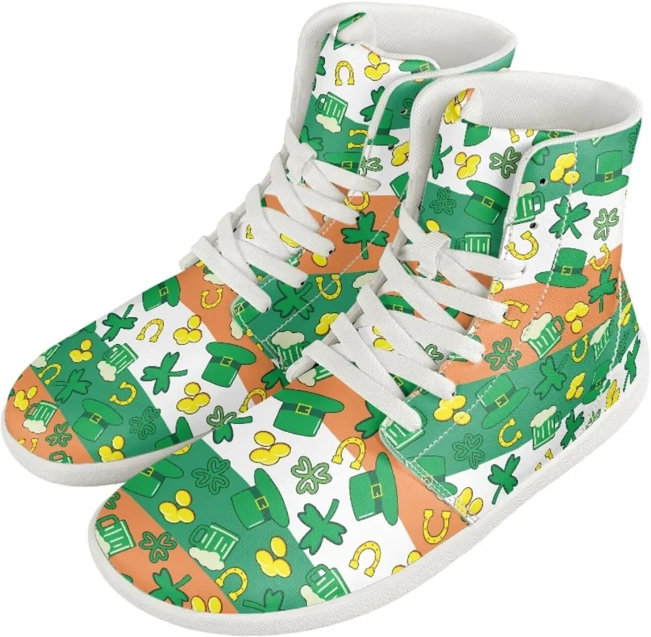 Howilath St. Patrick's Day Barefoot High Top Shoes Men Anti-Skid Sneaker, Wide Toe Box Running Shoes
