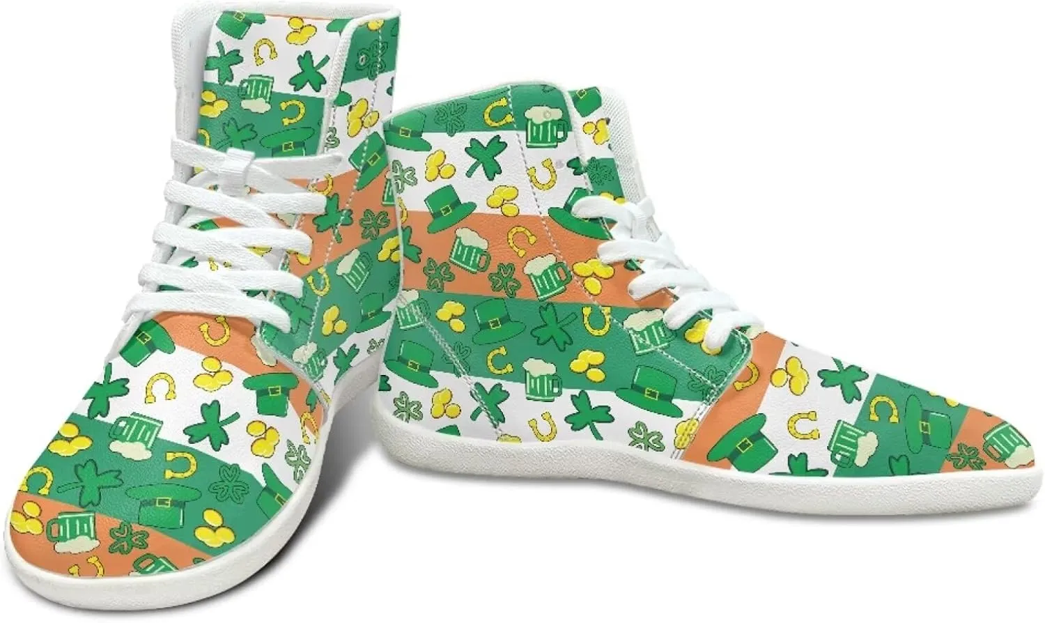 Howilath St. Patrick's Day Barefoot High Top Shoes Men Anti-Skid Sneaker, Wide Toe Box Running Shoes