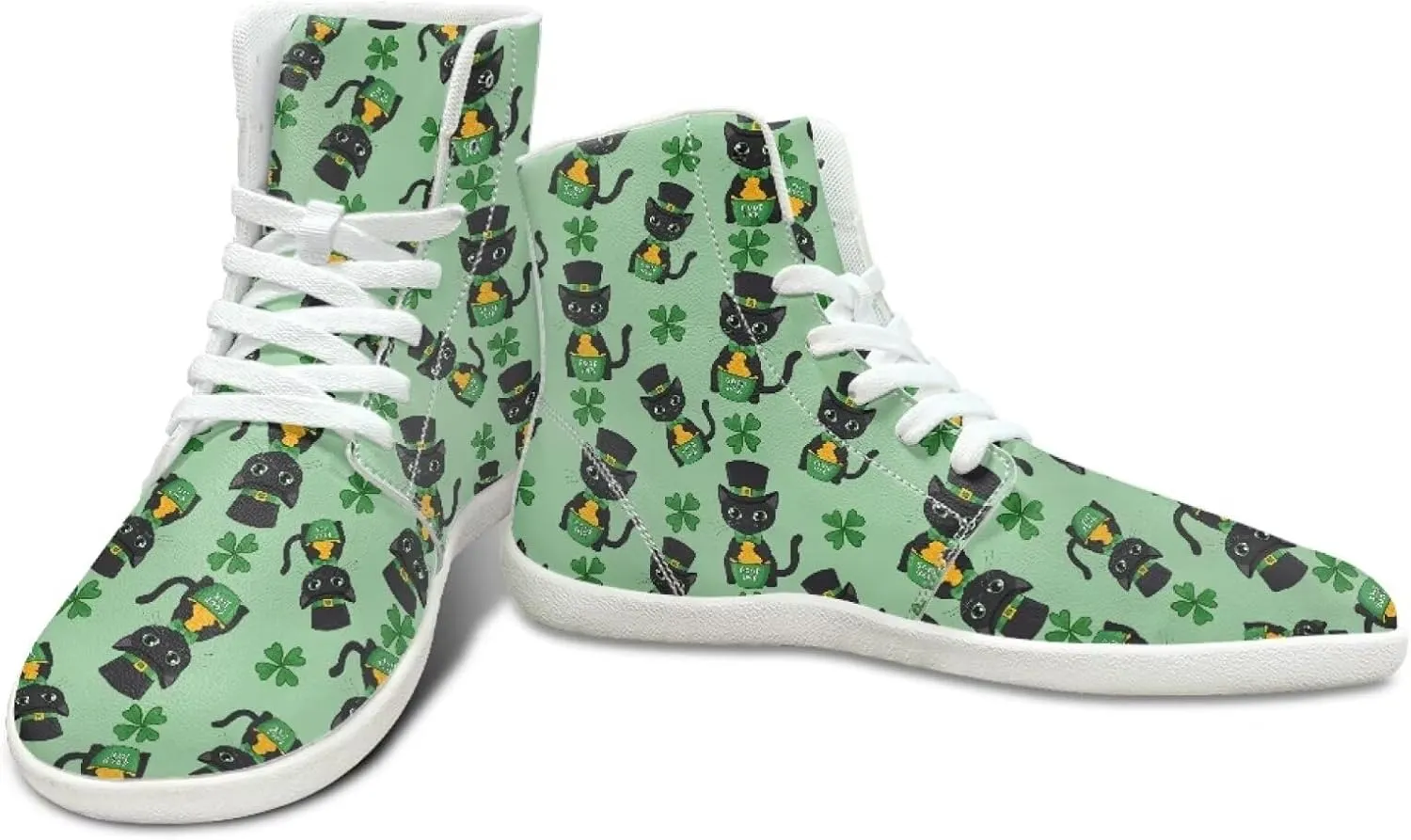 Howilath St. Patrick's Day Barefoot High Top Shoes Men Anti-Skid Sneaker, Wide Toe Box Running Shoes