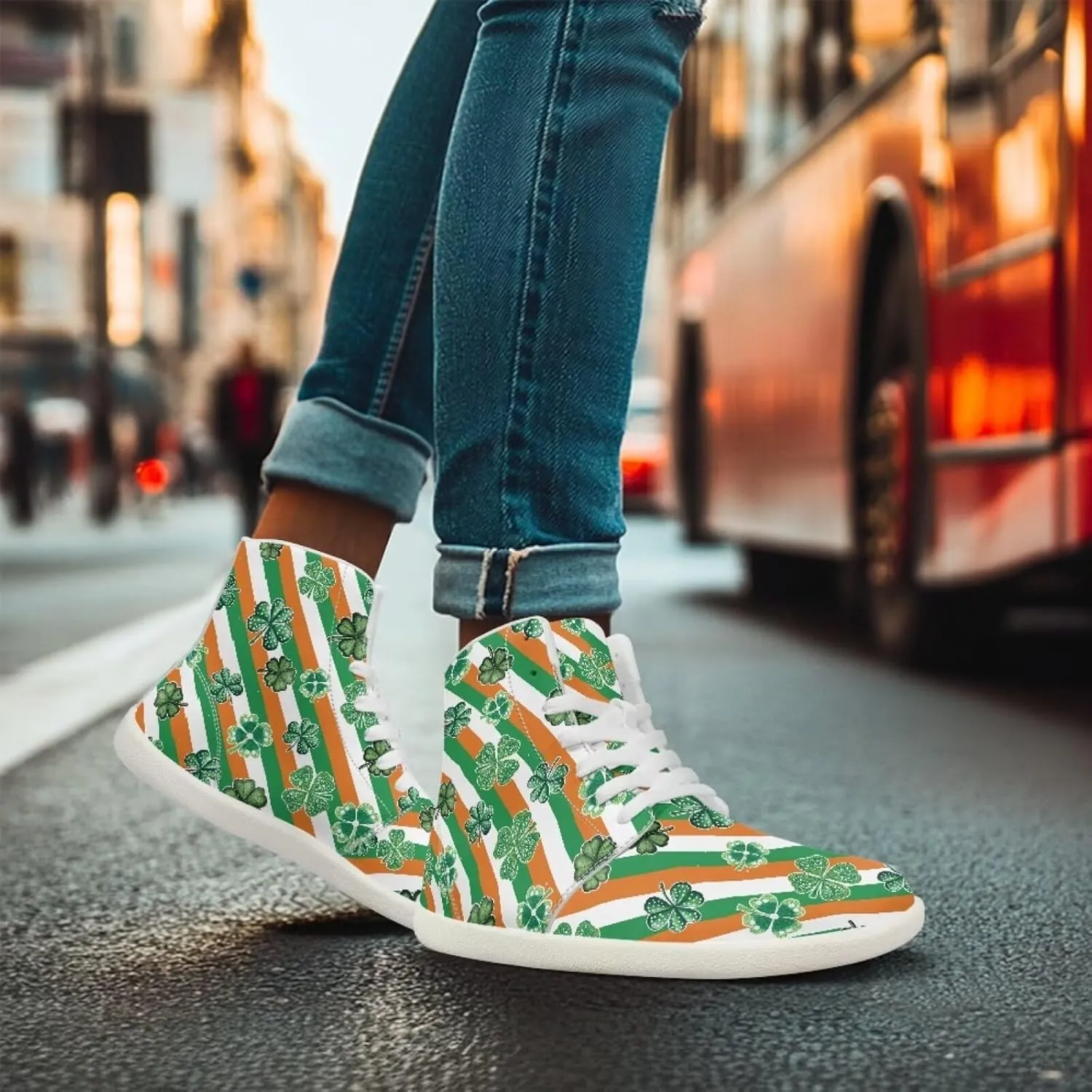 Howilath St. Patrick's Day Barefoot High Top Shoes Men Anti-Skid Sneaker, Wide Toe Box Running Shoes