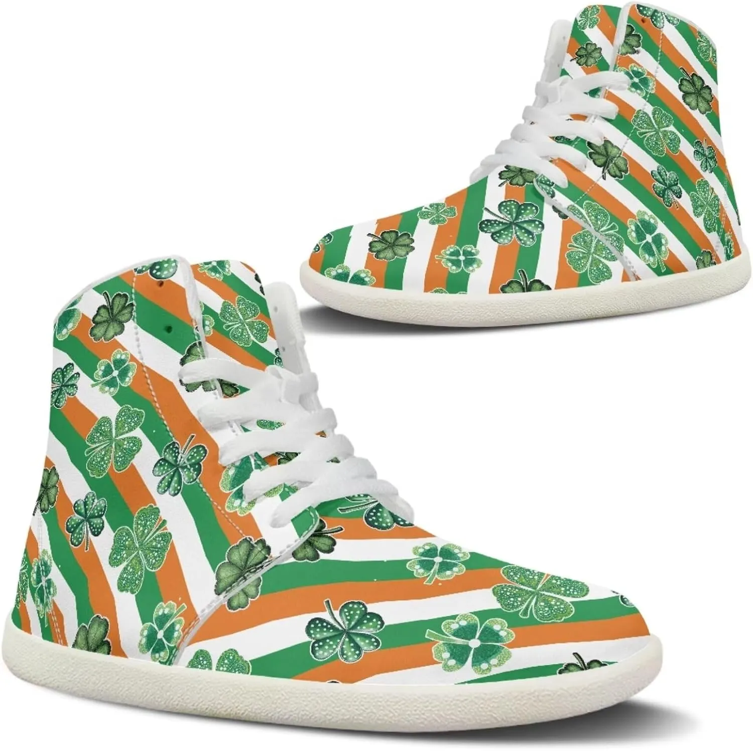 Howilath St. Patrick's Day Barefoot High Top Shoes Men Anti-Skid Sneaker, Wide Toe Box Running Shoes