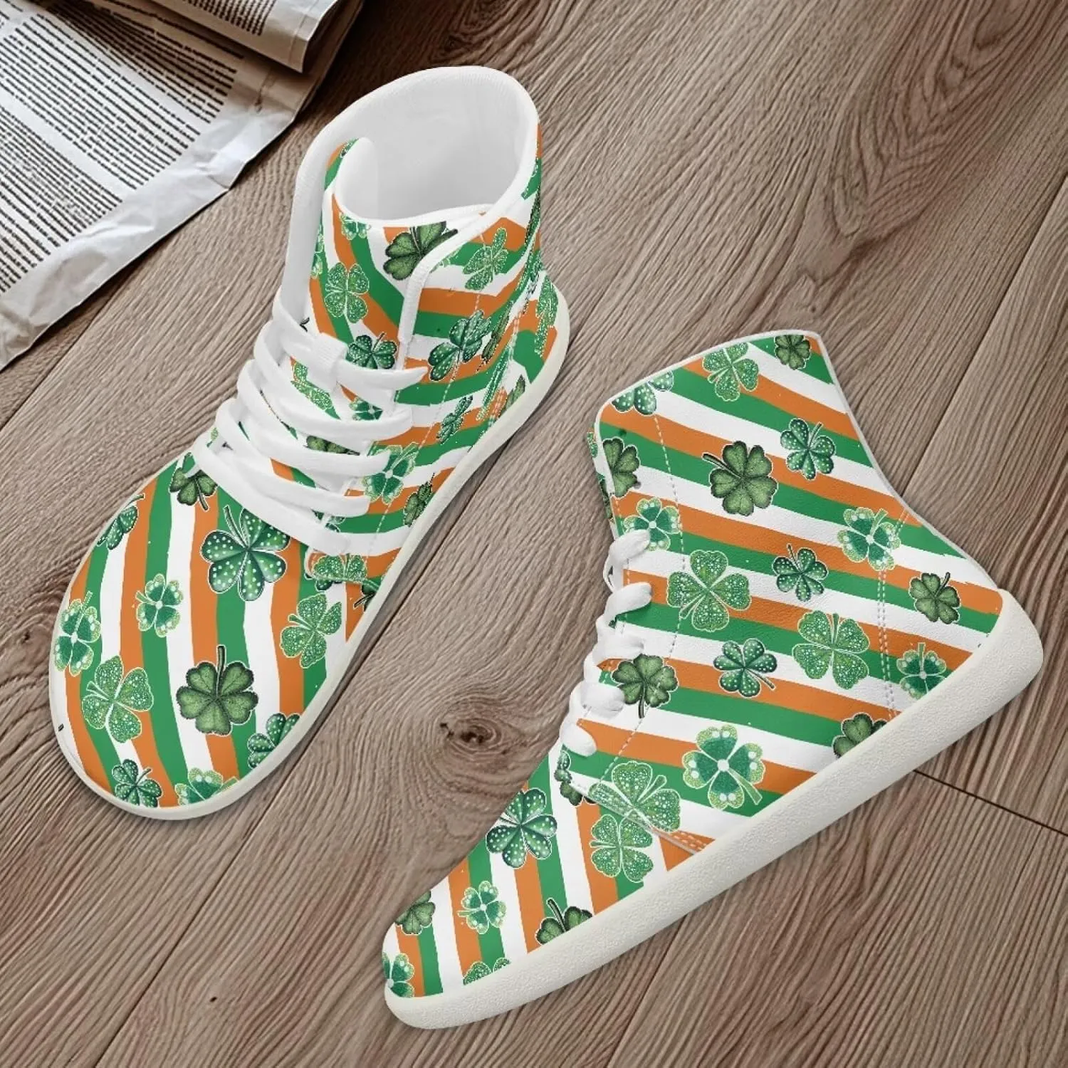 Howilath St. Patrick's Day Barefoot High Top Shoes Men Anti-Skid Sneaker, Wide Toe Box Running Shoes
