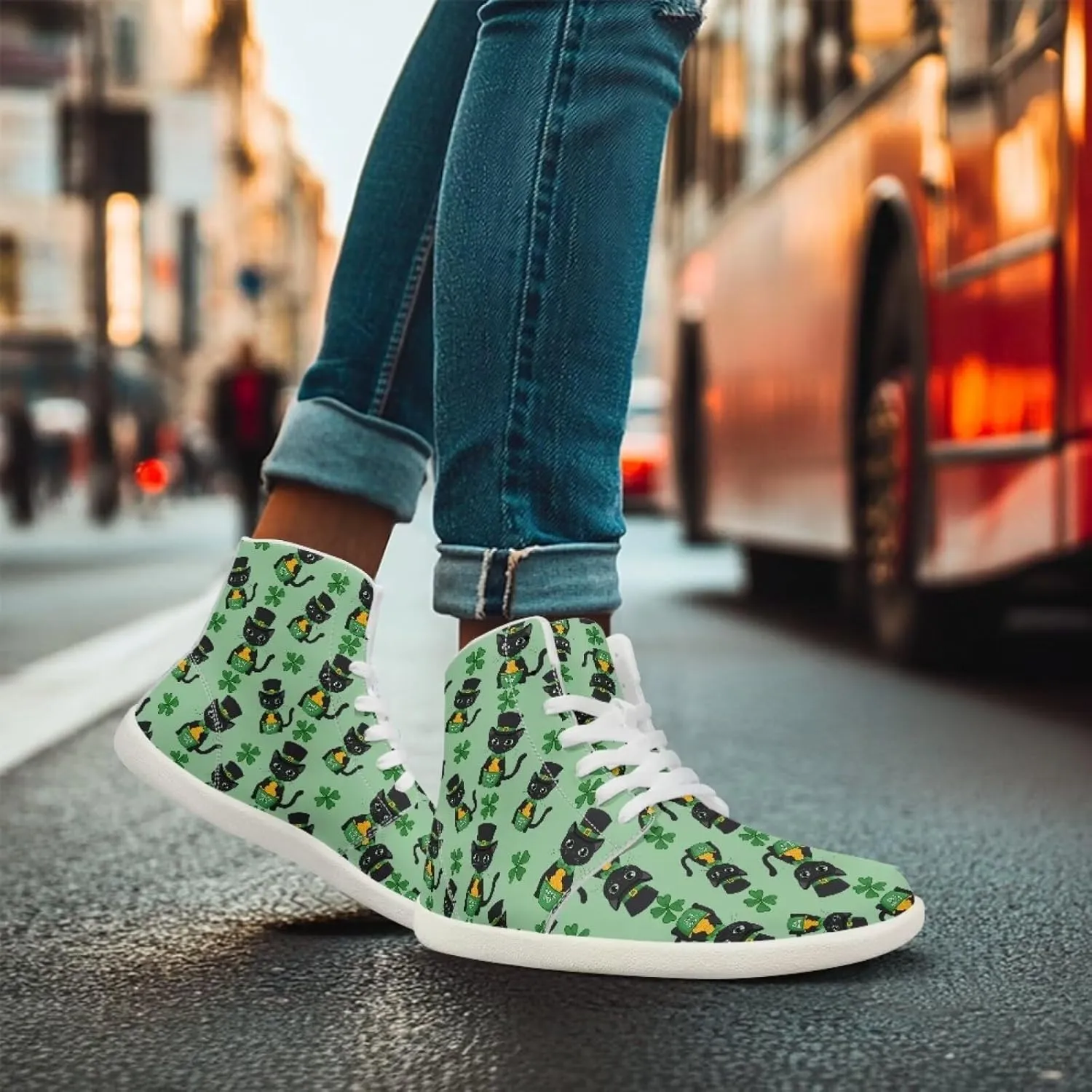 Howilath St. Patrick's Day Barefoot High Top Shoes Men Anti-Skid Sneaker, Wide Toe Box Running Shoes