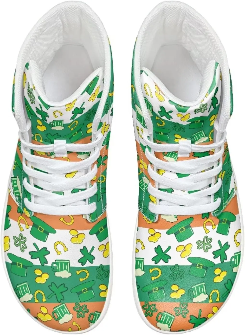 Howilath St. Patrick's Day Barefoot High Top Shoes Men Anti-Skid Sneaker, Wide Toe Box Running Shoes