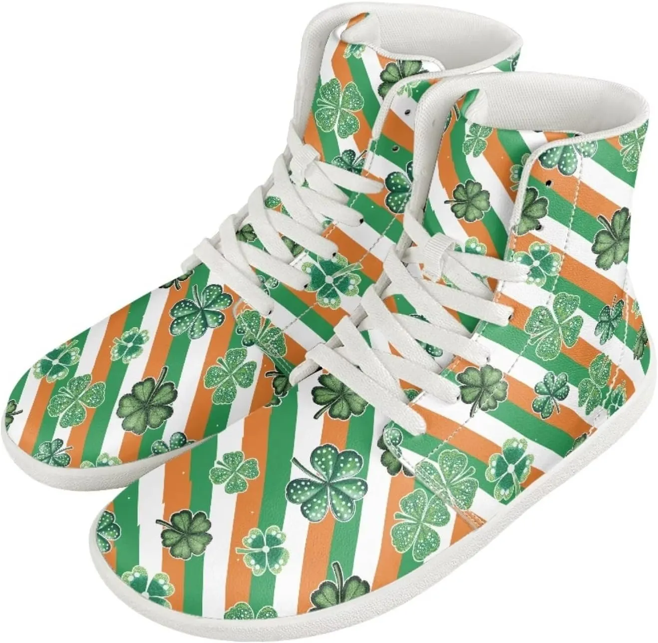 Howilath St. Patrick's Day Barefoot High Top Shoes Men Anti-Skid Sneaker, Wide Toe Box Running Shoes
