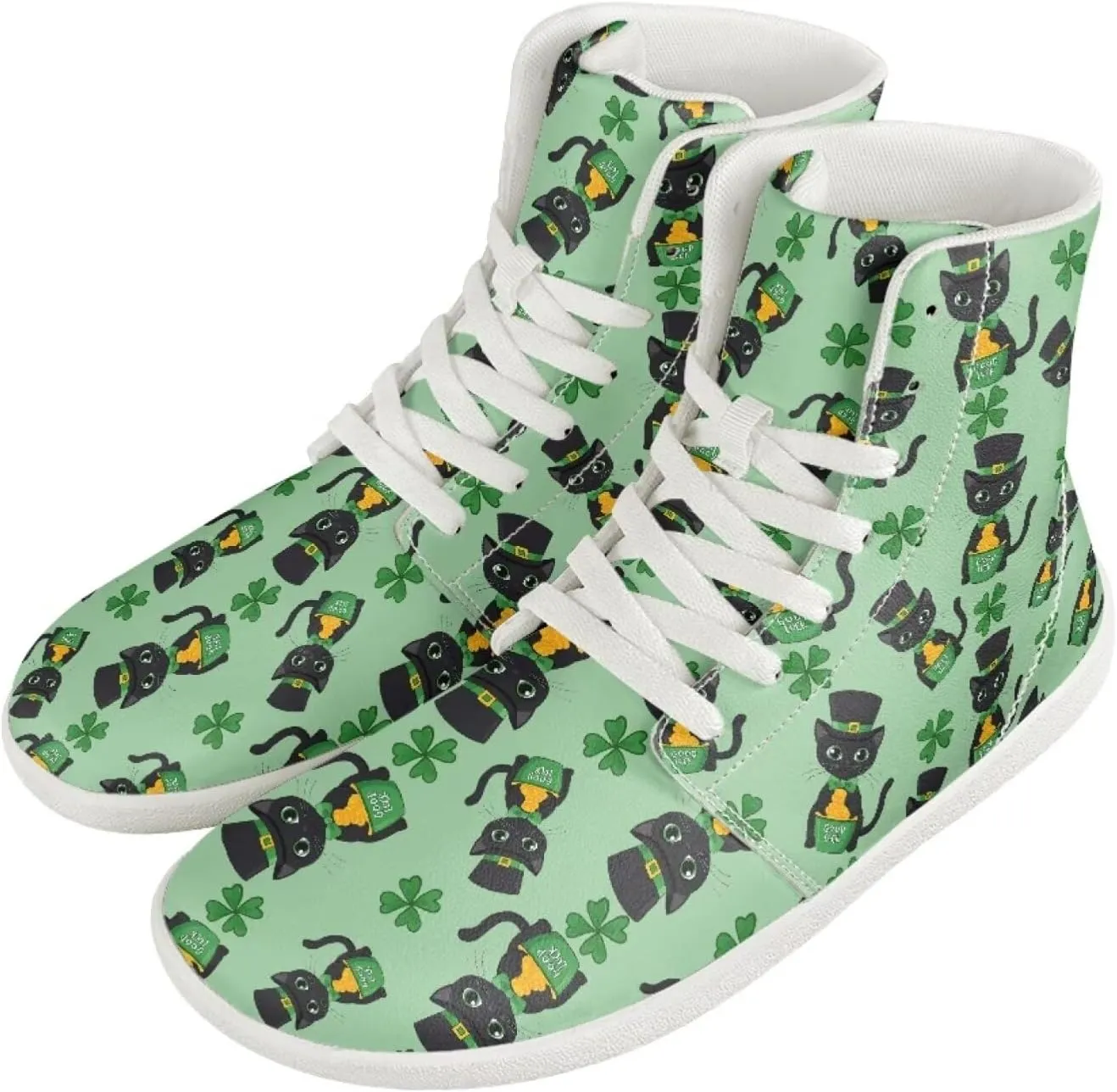 Howilath St. Patrick's Day Barefoot High Top Shoes Men Anti-Skid Sneaker, Wide Toe Box Running Shoes