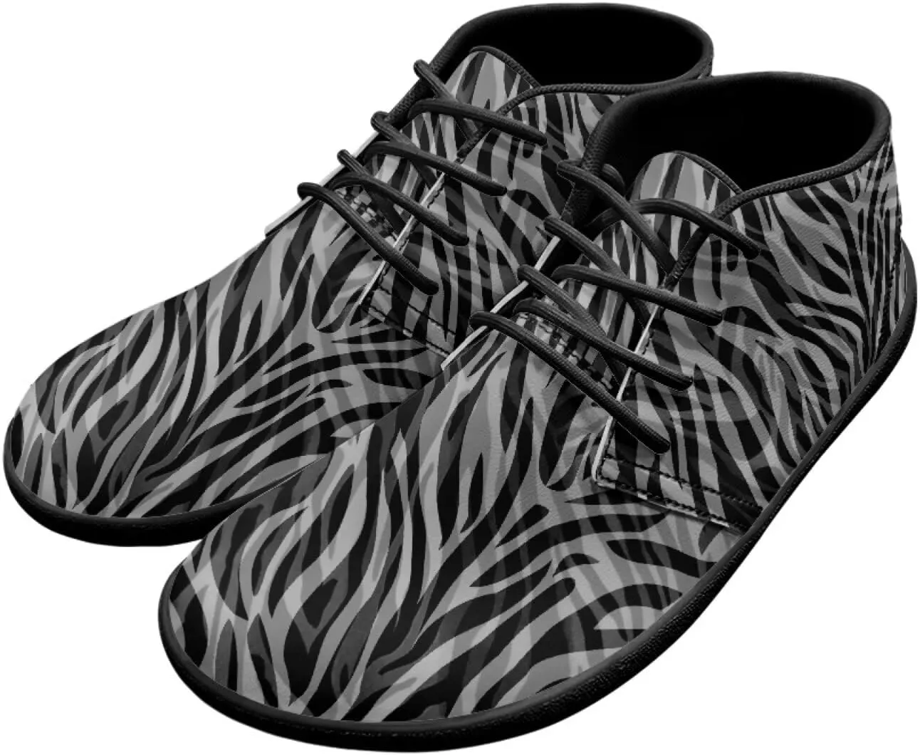Howilath Zebra Print Barefoot Shoes Men Waterproof Running Cross Training Shoe with Zero Drop Sole Low Zero Drop Sneaker
