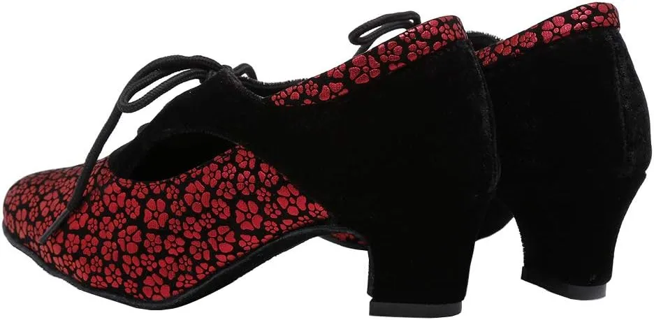 HROYL Women Ballroom Dance Shoes Lace-up Latin Salsa Practice Dance Shoes,YCL318