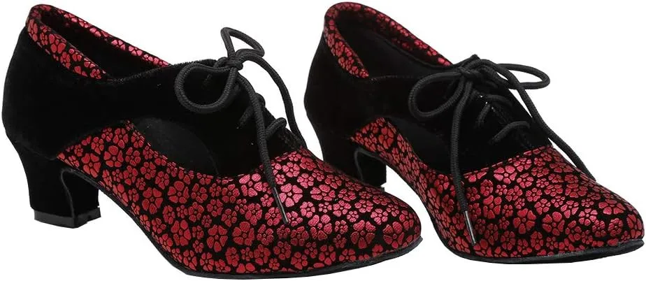HROYL Women Ballroom Dance Shoes Lace-up Latin Salsa Practice Dance Shoes,YCL318