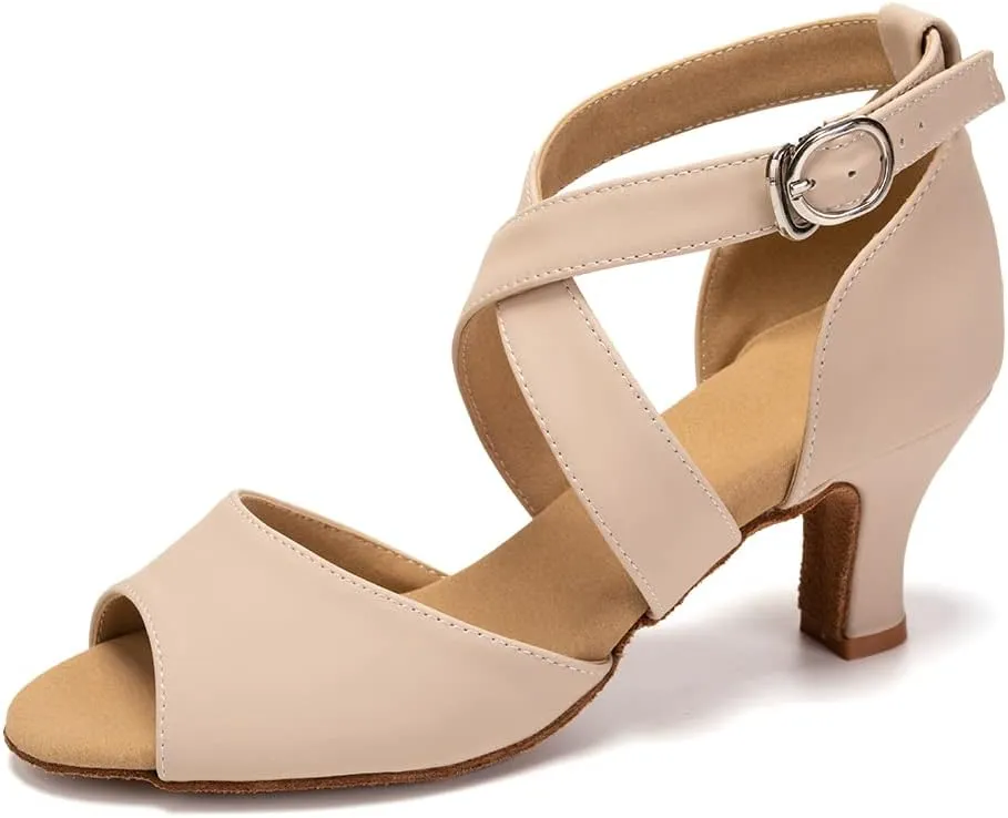 HROYL Women Latin Ballroom Dance Shoes Salsa Tango Low Heel Performence Dancing Shoes,FT095
