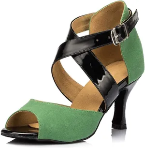 HROYL Women Latin Salsa Ballroom Dance Shoes Performence Practice Wedding Dancing Heels, Model YCL095