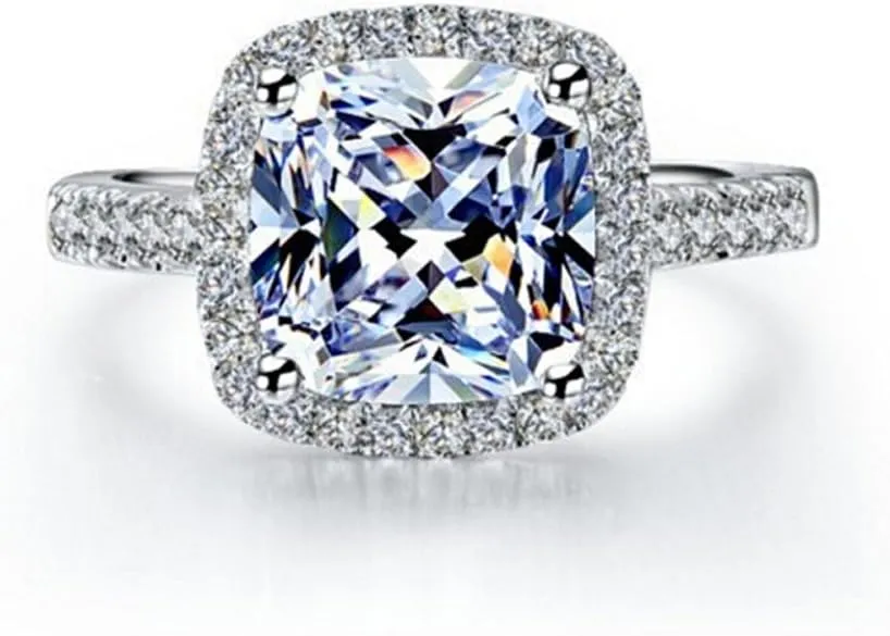 Jewelry 3 Carat VVS1 Simulated Diamond Engagement Ring for Women Silver Wedding Jewelry