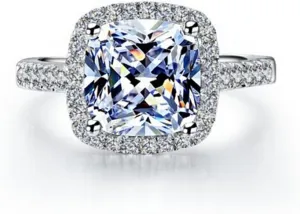 Jewelry 3 Carat VVS1 Simulated Diamond Engagement Ring for Women Silver Wedding Jewelry