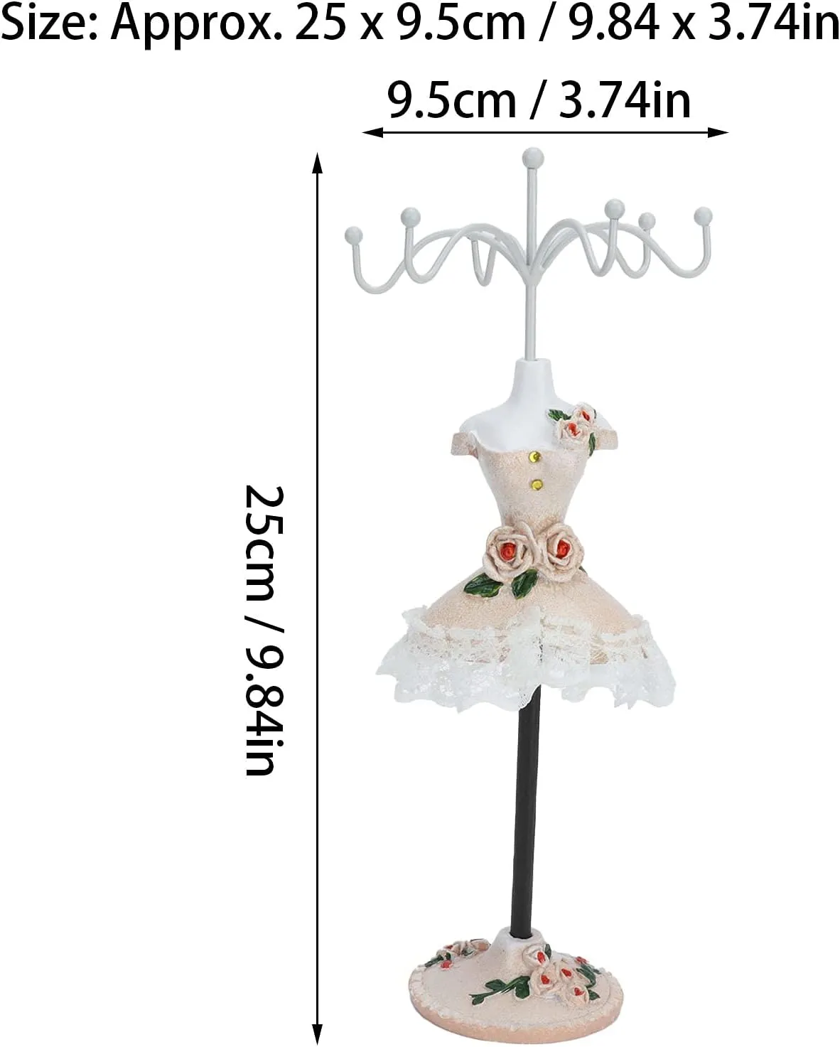 Jewelry Display Stand, Model Dress Earring Necklace Ring Jewelry Organizer Holder with Rotatable Bracket, Doll Jewelry Tower Rack for Girls Women(B)