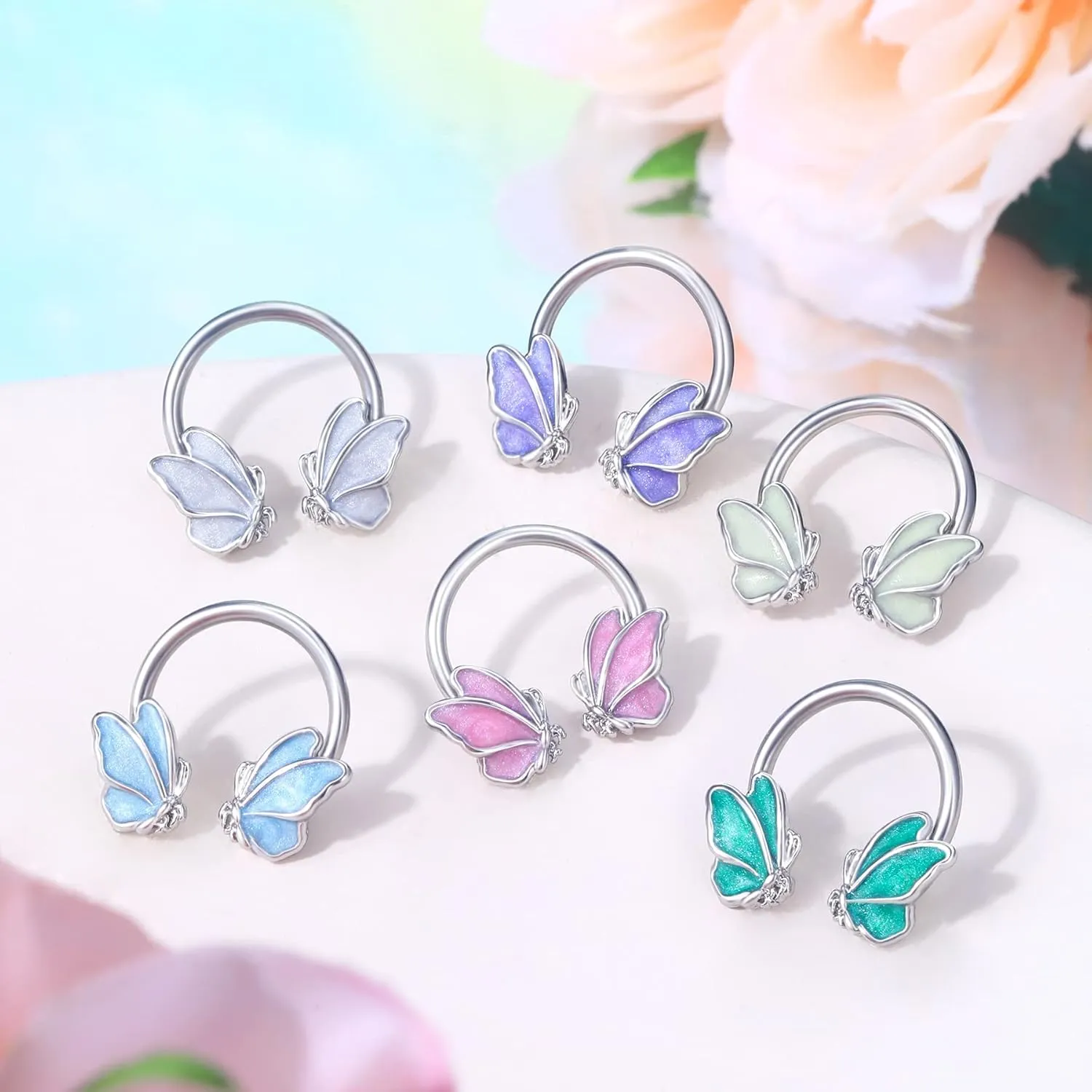 Jewseen Butterfly Septum Rings 16g Septum Jewelry Gold Septum Ring Daith Piercing Jewelry Surgical Steel Helix Earrings for Women Cartilage Hoop Piercing Jewelry