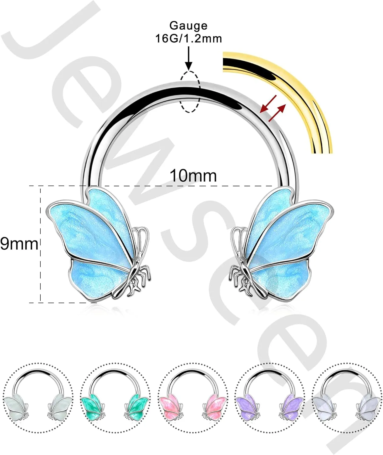 Jewseen Butterfly Septum Rings 16g Septum Jewelry Gold Septum Ring Daith Piercing Jewelry Surgical Steel Helix Earrings for Women Cartilage Hoop Piercing Jewelry